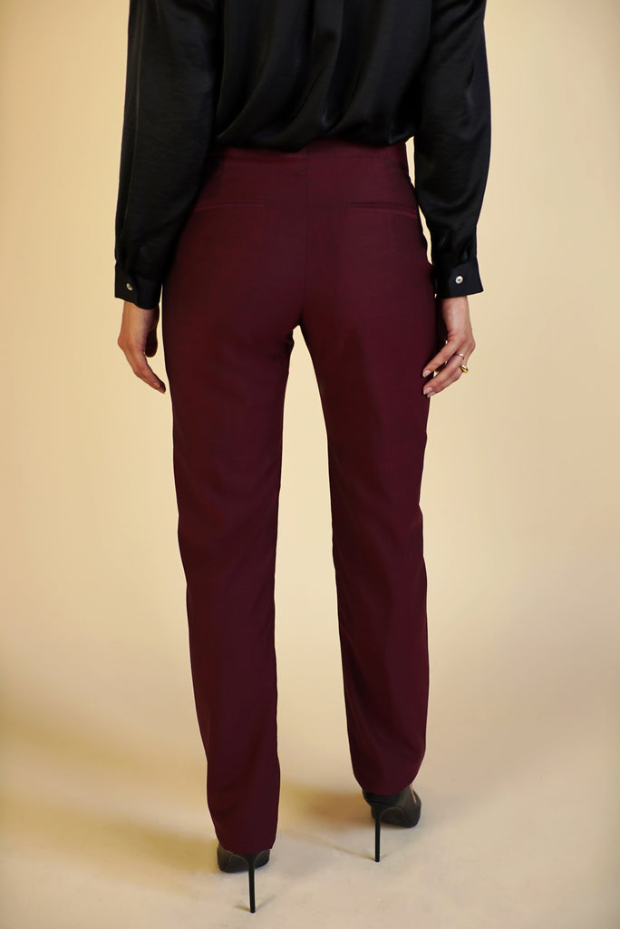custom cigarette womens pant with welt pockets and dressy slim design