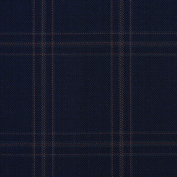 navy orange window pane plaid in mid weight wool blend for custom womenswear clothing and accessories