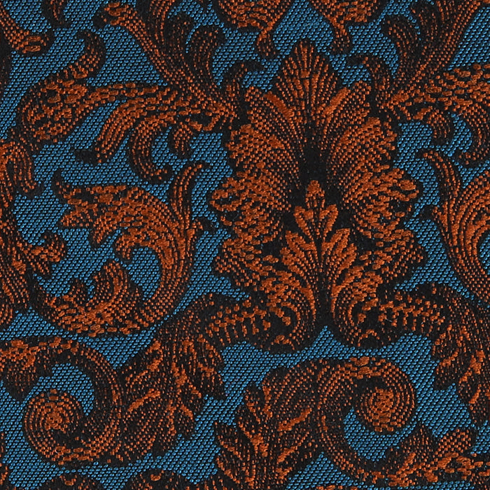 blue orange wreath pattern jacquard in midweight fabric for custom womenswear clothing and accessories